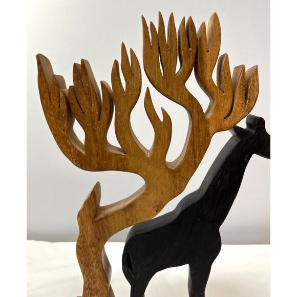 Hand-Carved Wooden Giraffe & Tree Figurine - Picture 3 of 7